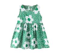 Abito estivo casual da bambina da indossare tutti i giorni, comodo vestito da gioco per bambini, morbido, traspirante, linea ad A, per bambini e ragazzi, verde, 7-8
