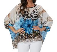 Abito Estivo - Copricostume da spiaggia Boemia, di grandi dimensioni, in chiffon con stampa floreale, scollo rotondo, stile tunica da spiaggia per donna