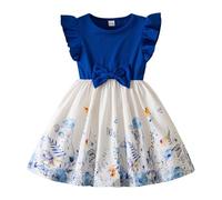 Abito estivo da bambina con stampa casual, gonna piccola, abito casual in stile straniero, carino, adatto da nove mesi a tre anni per ragazze, Celeste., 18-24 Monate