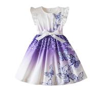 Abito estivo da bambina con stampa casual, gonna piccola, abito casual in stile straniero, carino, adatto per bambine da nove mesi a tre anni con camicetta, Lilla, 3-4 Jahre