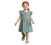 Abito Estivo da Bambina in Stile Francese, Senza Maniche, con Vita arricciata e Balze a Strati, per Neonate e Bambine. (Green, 4-5 Years)