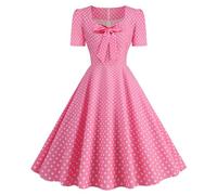 Abito estivo da donna 50 abito corto anni 1950 vintage cerimonia anni 1950 50 60 abito da sera rockabilly a pois, abito da sera per compleanno, Audrey Hepburn, Rosa brillante, XL