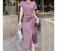 Abito estivo da donna con cravatta divisa per slim fit solido spacco da | Design con cravatta divisa, per una vestibilità aderente, stile tinta unita, cinghie regolabili, essenziale per l'estate