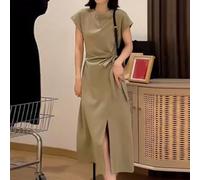 Abito estivo da donna con cravatta divisa per slim fit solido spacco da | Design con cravatta divisa, per una vestibilità aderente, stile tinta unita, cinghie regolabili, essenziale per l'estate