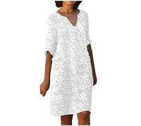 Abito estivo da donna con scollo a V a mezza manica in pizzo floreale abito casual midi prendisole da donna UK Beach Wear Cover Up Caftano leggero I miei ordini Vendita Offerte di liquidazione Ordine