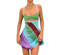 Abito estivo da donna con scollo a V profondo e scollo a V, schiena scoperta, aderente, mini abito corto a canotta Y2K anni '90 stile streetwear, B3, L