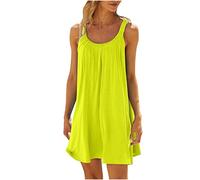 Abito estivo da donna copricostume casual con scollo a U svasato mini prendisole senza maniche abito da canotta abito al ginocchio I miei ordini Ordini Ordine di liquidazione 2025 Tendenza