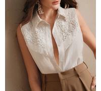 Abito estivo da donna, elegante e modesto, adatto come abito da invitata a un matrimonio, in pizzo e tessuto confortevole, senza maniche, con decorazioni a perline, di stile europeo e americano per l'