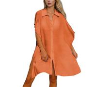 Abito estivo da donna, sexy, da spiaggia, bikini con scollo a V, collo alto, abbottonatura, a maniche corte, per vacanze in spiaggia, per vacanze, spiaggia, spiaggia, poncho 65