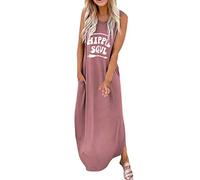 Abito estivo da donna UK da donna estivo floreale manica corta casual swing midi abito senza maniche corsetto da donna midi scollo a V manica lunga/corta primavera, rosa, S