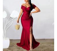 Abito estivo di moda Europa e Stati Uniti, stile svasato, scollo a V profondo, adatto per concerti di tutti i paesi, abito da ospite di matrimonio, abito da donna per cena di matrimonio, sexy spacco, 