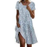 Abito Estivo Donna Elegante Abiti a Maniche Corte Mare Lunga Vestiti Causal Swing Bohémien Leggera Vestito Boho Curvy Taglie Forti Elasticizzata Abito da Spiaggia Classico Comodo Estivi