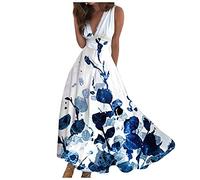 Abito Estivo Donna Semplice, Prom Eleganti Elegante Leggero Cocktail Maniche Corte Casa Mare Moda Wedding Comode Estivo Curvy Summer Estate Semplice Casual Vestiti Estivi,S