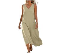 Abito Estivo Donna Vestito in Lino Elegante a V Scollato Dietro in Cotone Lino Chic Dresses Leggeri Elegante aAbiti da Cerimonia Bianco Taglie Forti Taglie Forti Comode Moda Bohemien 2026 Chic Leggero