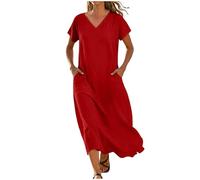 Abito Estivo Donna Vestito in Lino Elegante a V Scollato Dietro in Cotone Lino Chic Dresses Leggeri Elegante aAbiti da Cerimonia Bianco Taglie Forti Taglie Forti Comode Moda Bohemien 2026 Chic Leggero