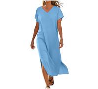 Abito Estivo Donna Vestito in Lino Elegante a V Scollato Dietro in Cotone Lino Chic Dresses Leggeri Elegante aAbiti da Cerimonia Bianco Taglie Forti Taglie Forti Comode Moda Bohemien 2026 Chic Leggero