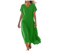 Abito Estivo Donna Vestito in Lino Elegante a V Scollato Dietro in Cotone Lino Chic Dresses Leggeri Elegante aAbiti da Cerimonia Bianco Taglie Forti Taglie Forti Comode Moda Bohemien 2026 Chic Leggero