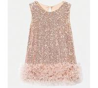 Abito estivo elegante e da principessa per ragazze giovani, smanicato a girocollo, con schiena scoperta e glitter, adatto per occasioni di festa 6Y,7Y,8Y,4Y,5Y,2-3YColore unicoPoliestere