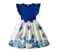 Abito estivo per ragazze con stampa casual, gonna piccola, abito casual in stile straniero, carino, adatto da nove mesi a tre anni e camicetta set ragazza, Azzurro, 7-8 Jahre