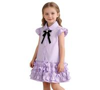 Abito Estivo Senza Maniche da Bambina con Balze a Strati Trapezio Stile Gilet Casual per Ragazze (Purple, 4-5 Years)