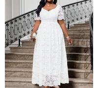 Abito flare a maniche svasate di colore solido elegante e di classe per feste, adatto per Capodanno e vacanze, abiti da cerimonia eleganti per San Valentino in pizzo rosa o bianchi, abiti estivi elega