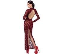 Abito Flock Lungo Kinky Royal In Tulle Borgogna Con Ricamo Flock F383