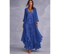 Abito floreale elegante senza maniche con scollo a V e cardigan trasparente a 3/4 in due pezzi, perfetto per matrimoni romantici, outfit per Capodanno, uscite casual, appuntamenti al caffè e vacanze 0