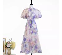 Abito Floreale Viola Chiaro Con Dettagli Eleganti E Vita Segnata CF47186