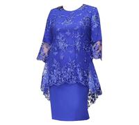 Abito formale da donna per la madre della sposa, estivo, elegante, taglie forti, set da 2 pezzi, abito tubino e pizzo floreale coprente top mezza manica damigella d'onore party cocktail midi dress,