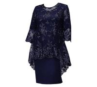 Abito formale da donna per la madre della sposa, estivo, elegante, taglie forti, set da 2 pezzi, abito tubino e pizzo floreale coprente top mezza manica damigella d'onore party cocktail midi dress,