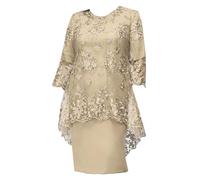 Abito formale da donna per la madre della sposa, estivo, elegante, taglie forti, set da 2 pezzi, abito tubino e pizzo floreale coprente top mezza manica damigella d'onore party cocktail midi dress,
