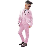 Abito Formale da Ragazzo 3 PC con Rever Floreale, Smoking per Bambini, Giacca, Gilet, Pantaloni per Abbigliamento Elegante, rosa, 12 anni