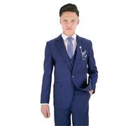 Abito Formale da Ragazzo Testurizzato 8 Pezzi - vestibilità Slim per Paggetto, Matrimonio, Comunione, 236 Blu Reale, età 4 Anni