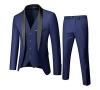 Abito formale da uomo, set da 3 pezzi, per feste, matrimoni, balli studenteschi, per uomo, scialle con 1 bottone, risvolto, blazer, pantaloni, Marina Militare, M