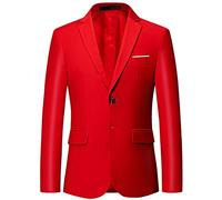 Abito Giacca Uomo Primavera Autunno Colore Solido Host Giacca Uomo Manica Lunga Bottoni Casual Giacca Uomo Slim Fit Prom Revers Giacca Blazer Uomo K-Red2 XXL