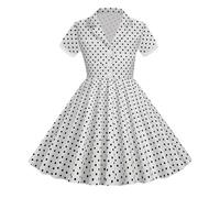 Abito Girocollo Europeo e Manica Corta Abito Vintage Bambini Abito A-Linea Ragazza Nera 152, bianco, 3-4 Jahre