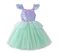 Abito glitterato con paillettes senza maniche, tutu multistrato, per bambini, Verde chiaro, 2-3 Anni