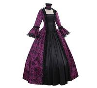 Abito Gothic Lolita Da Donna Con Rouches Floreali Steampunk Vintage Per La Sera