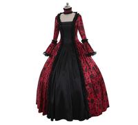 Abito Gothic Lolita Da Donna Con Rouches Floreali Steampunk Vintage Per La Sera