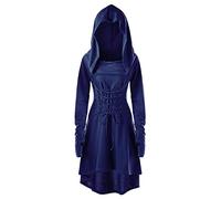 Abito Gotico Con Cappuccio Per Carnevale Halloween Vestito Medievale Nero Gotico Da Donna, Costume Rinascimentale Da Donna, Set Per Adulti, Stile Vintage