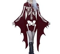 Abito gotico da donna, a maniche calve, abito medievale, da donna, stampa con scollo a V, con lacci, vintage, sexy, taglio sottile, chic, medievale, rinascimentale, vittoriano, per cosplay, Halloween