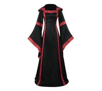 Abito gotico da donna, elegante ed elegante, con ricamo inglese, alla moda, morbido, maniche lunghe, abito da donna