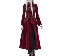 Abito Gotico da Donna Halloween Medievale Elegante Vestito da Sera Manica Lunga Girocollo Abito Diviso Slim Fit Abito Solido Abito da Cocktail Rinascimentale Vestito Saldi di Oggi