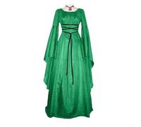Abito gotico da donna in stile medievale con design vintage e colletto quadrato, per cosplay e feste rinascimentali (M verde)