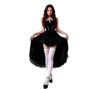 Abito gotico da donna per Halloween con pizzo e maniche lunghe, abito da cocktail senza maniche con gonna plissettata e vita alta, modello vittoriano in stile Mercoledì Addams.