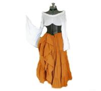 Abito gotico medievale rinascimentale da donna per costume da donna con spalle scoperte a maniche lunghe abito da sera vittoriano per Halloween, regina, feste, cosplay, fata, storico Lolita (M