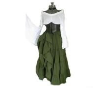 Abito gotico medievale rinascimentale da donna per costume da donna con spalle scoperte a maniche lunghe abito da sera vittoriano per Halloween, regina, feste, cosplay, fata, storico Lolita (2XL verde