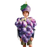 Abito Grape Costume,Vestito da Cibo per Gag e Scherzi con Cappello,Abito a Forma di Uva per Halloween - Per Riunioni, Feste, Compleanni, Teatro, Cosplay, Eventi, Donne, Uomini, Anziani, Famiglia