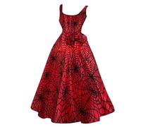 Abito Halloween Donna Vestito Strega Donna Affascinante Spettrale | Oscuro Misterioso Glamour Halloween Classico Originale Elegante Inquietante Retrò Spaventoso Lungo Demoniaco