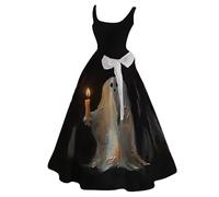 Abito Halloween Donna Vestito Strega Donna Affascinante Spettrale | Oscuro Misterioso Glamour Halloween Classico Originale Elegante Inquietante Retrò Spaventoso Lungo Demoniaco